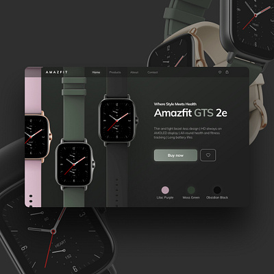 Landing page concept for Amazfit GTS 2e design landingpage smartwatch ui watch webdesign