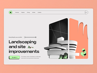 Hectar home page 3d concept design flat graphic design home illustration landing landscape layo studio ui ux