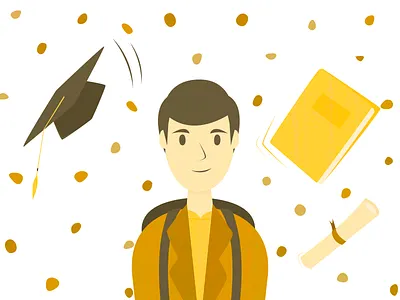 Student graduation in retro style art boy drawing dribbble education hat holiday illustration man retro retro style student vector