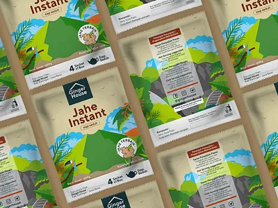 Ginger house branding design graphic design illustration logo packaging design sachet vector