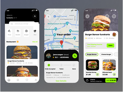 Food Delivery App Concept With Unique Features. app branding design logo typography ui vector