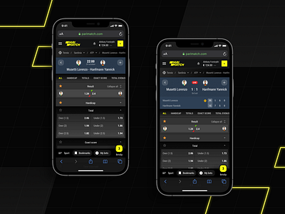 Parimatch: Tennis Match Mobile 1xstavka betslip betting bookmaker bwin fonbet gambling interface ligastavok live mobile navigation odds onlinecasino parimatch sportsbook sportsfeed tennis ux