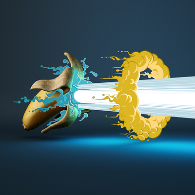 Banana Splash 2d 3d foreal illustration mixed media