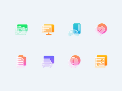 Frosted Glass Icons Set - part 6 design essential figma glass icons morphism soft ui vector