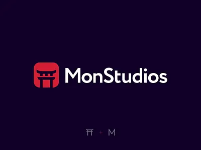 MonStudios Logo Design - Torii Gate / Shinto Temple / M Monogram blockchain crypto brand branding data saas design financial finance fintech gaming icon identity logo logodesign logotype m modern shinto temple software symbol tech technology torii gate web3