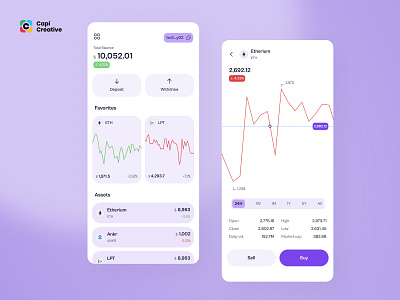 Cryptocurrency UI - Financial Mobile App app capi chart coinance creative crypto cryptoapp design eth finance mobile trending ui