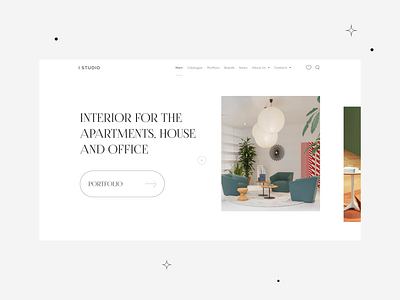 Interior studio main screen animation design interface interior minimalism studio web webdesign