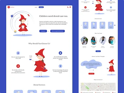 Landing page for a dental clinic child dentistry dental fairy graphic design illustrations landing landing page teeth ui ux wireframing witch