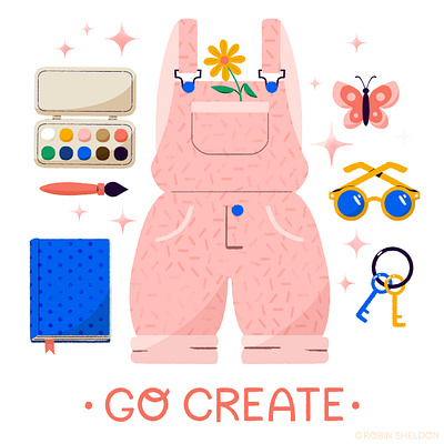 ✨✏️Go Create 🖌✨ art artist create creative cute design digital digital illustration icon illustration paint robin sheldon summer