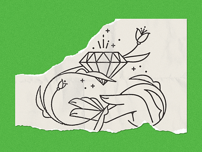 diamond collage hand icon illustration line