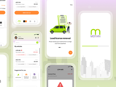Motari - Car Transfer App agency application branding car creative design from scratch illustration license management mobile app transfer ui uxui website
