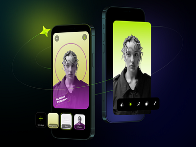 Photo Editor - Polly 3d 3dicon app design app interface graphic design green neon interfacedesign mobile design neon neon green neoncolors photo app photo editing photo editing app photo editor ui ux uiux uiuxdesign underground