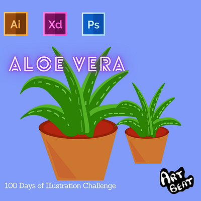 Day-11-Plant Illustration-Aloe Vera branding design flat graphic design illustration logo typography ui ux vector