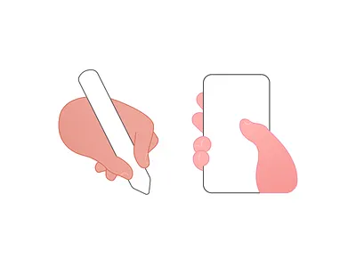 Hand illustrations 2d character colorful flat fun graphic graphic design hand holding illustration illustrator mobile pen pencil phone process scrolling sketch vector
