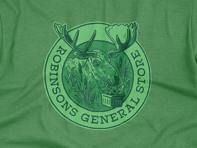 Robinsons General Apparel animal antlers apparel illustration general store green grocery hand drawn moose t-shirt tri-colour tshirt vintage