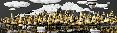 The Gold Lake 3d 3d art design graphic design illustration minimal