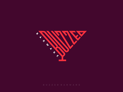 Barware - Buzzed bar barware branding buzzed club custom glassware graphic design logo logo design popular red simple typography wine wordmark
