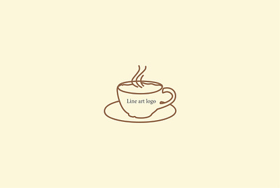 Tea cup minimalist line art logo, Tea cup line art logo