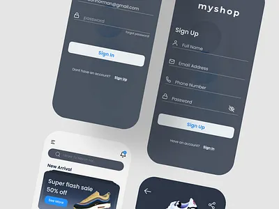 E-commerce store app design logo typography ui