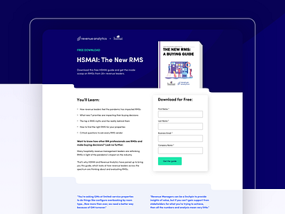 Revenue Management Software | Buyer's Guide Landing Page conversion design cro design ebook gated asset gated content gated landing page guide marketing revenue management saas software ui ux web