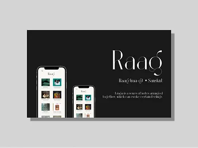 Raag - An conceptual app for Hindustani music lovers adobexd app design app mockup branding design illustration logo mobile mockup mockup music music library typography ui ux vector