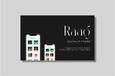 Raag - An conceptual app for Hindustani music lovers adobexd app design app mockup branding design illustration logo mobile mockup mockup music music library typography ui ux vector