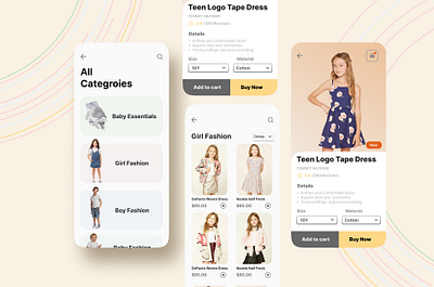 Kids Fashion E-commerce App animation app branding case cryptocurrency dashboard design fashion free graphic design kid logo money shop ui ui design uidesign uiux ux web