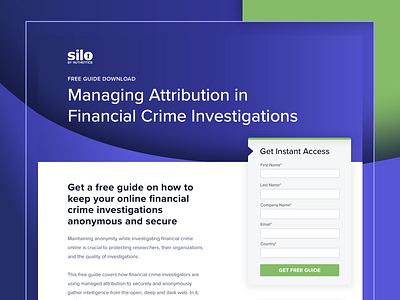 Web Isolation Platform | eBook Landing Page conversion design cro cybersecurity dark web design ebook financial crime fraud investigation landing page marketing saas security software threat tofu ui ux web