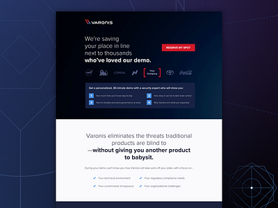 Cybersecurity Software Company | Demo Landing Page bofu conversion design cro cybersecurity demo design landing page marketing saas software svu ui ux web