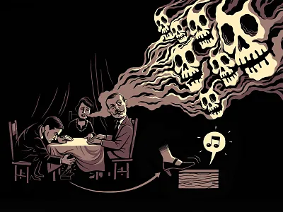 Houdini & Doyle at a Spiritualist Séance doyle ectoplasm houdini illustration medium seance spiritualism