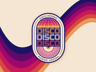 Disco Inferno - Disco Music Festival Logo badge disco groovy logo music festival