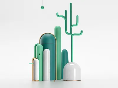 Ceramic Landscape 3d art 3d illustration ceramic ceramics cinema4d design francisco cortes green illustration octanerender poetry travel