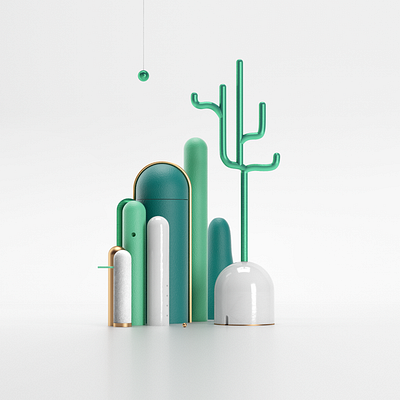 Ceramic Landscape 3d art 3d illustration ceramic ceramics cinema4d design francisco cortes green illustration octanerender poetry travel