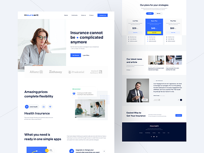 Insurance Service Landing Page blue clean ui clean website insurance landing page minimal minimalist website uidesign uiux uiuxdesign ux uxdesign website design