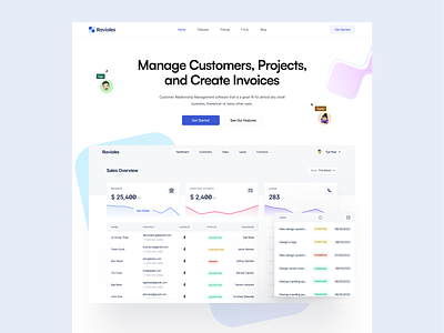 Landing Page: Raviales CRM Tool crm landing page crm web design crm website landing page landing page design landing page ui project management landing page project management web design project management web site saas landing page task management web design ui web design