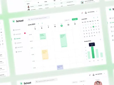School Admin - Dashboard - Messenger activity admin administrator calendar clean dashboard date detail education green manage management month schedule school task ui design university ux design year