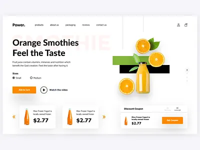 Power Orange Smothie Landing Page ui behance branding design dribble flat design food graphic design illustration landing page ui mockup modern ui motion graphics smothie ui user experience user interface ux