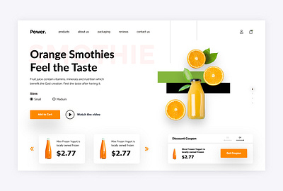 Power Orange Smothie Landing Page ui behance branding design dribble flat design food graphic design illustration landing page ui mockup modern ui motion graphics smothie ui user experience user interface ux