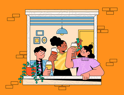 House Party 🥳 2d art character design drinking flat house party illustration party stroke illustration vector young people