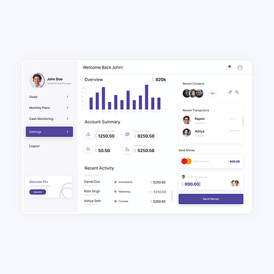 Dashboard UI dailyui dashboard design minimal