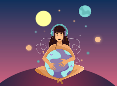 Noise art branding design flat girl illustration vector