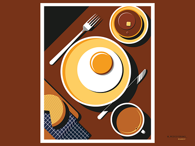 BREAKFAST 2d advertising artwork breakfast cafe cheese coffee drink editorial flat flat illustration foodart foodillustration geometric illustration minimalism morning poster vector web illustration