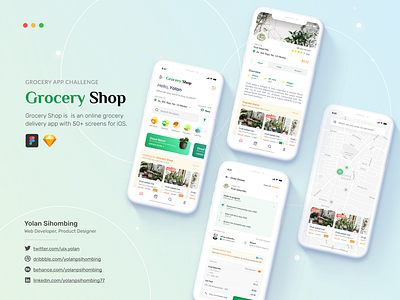 Grocery Shop Delivery App app design guidelines design system figma grocery app mobile app plant app redesign restaurant app sketch ui design ui kit