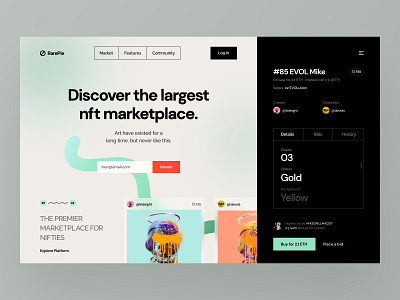 RarePie NFT Marketplace-Header Exploration auction bitcoin blockchain cham crypto cryptocurrency ethereum finance header header design header ui landing page nft nft header nft landingpage nft market nft website token uihut webdesign