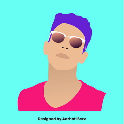 Vector Portrait blue clean design graphic design illustration logo minimal modren portrait sunglass ui ux