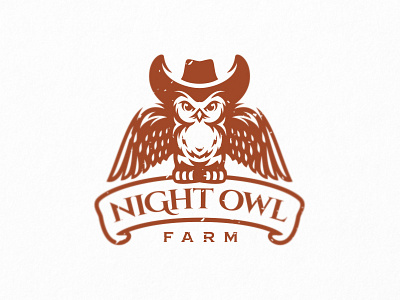 Night Owl (FOR SALE) animal bird branding cowboy design farm farmer forest hat illustration logo mascot owl sheriff sport team vector