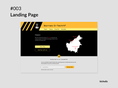 Day 3 - Landing Page association black borneo collective community dailyui desktop group logo newsletter online orange red society yellow