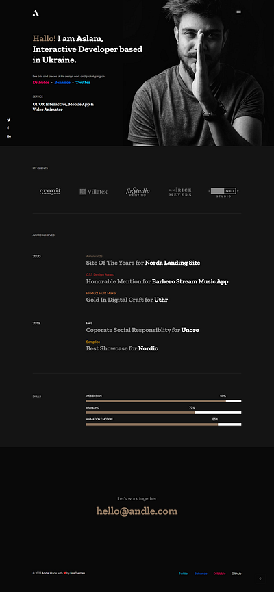 Andle - Personal Portfolio Bootstrap 5 Template personal portfolio template responsive website template