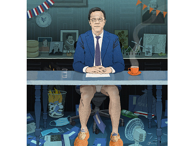 Alles gaat de goed kant op derek bacon drawing of mark rutte dutch european politics illustration of mark rutte mark rutte netherlands political cartoon politics portrait