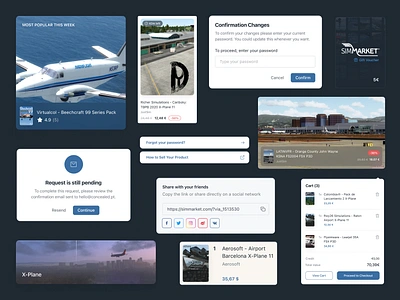 simMarket Desktop App Components app aviation components concealed design desktopapp electron flightsim modular nodejs simmarket uxui vuejs